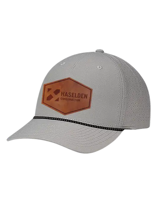 Richardson Laser Perf Performance Light Grey/Black-Grey Rope Cap w/Haselden Construction Leather Patch Logo
