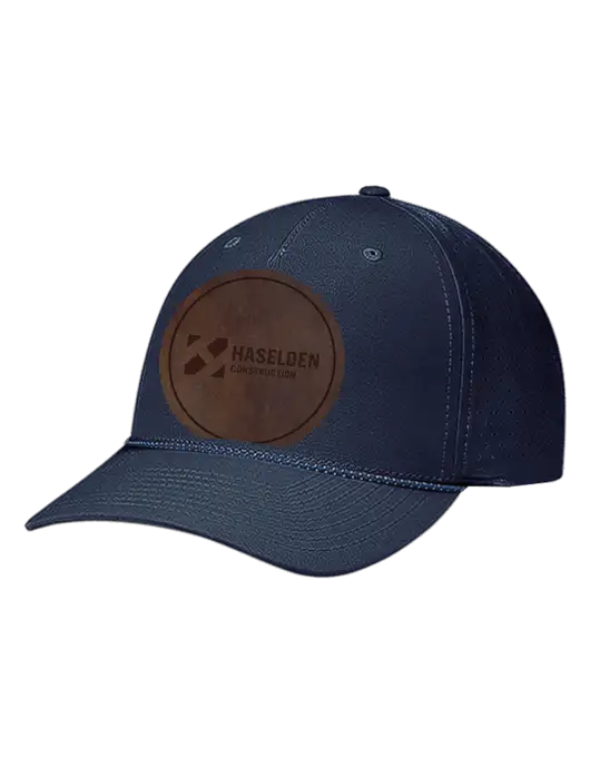 Richardson Laser Perf Performance Dark Navy/Navy-Grey-Blue Rope Cap w/Haselden Construction Leather Patch Logo