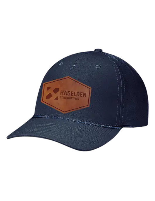 Richardson Laser Perf Performance Dark Navy/Navy-Grey-Blue Rope Cap w/Haselden Construction Leather Patch Logo
