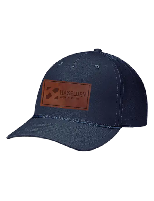 Richardson Laser Perf Performance Dark Navy/Navy-Grey-Blue Rope Cap w/Haselden Construction Leather Patch Logo
