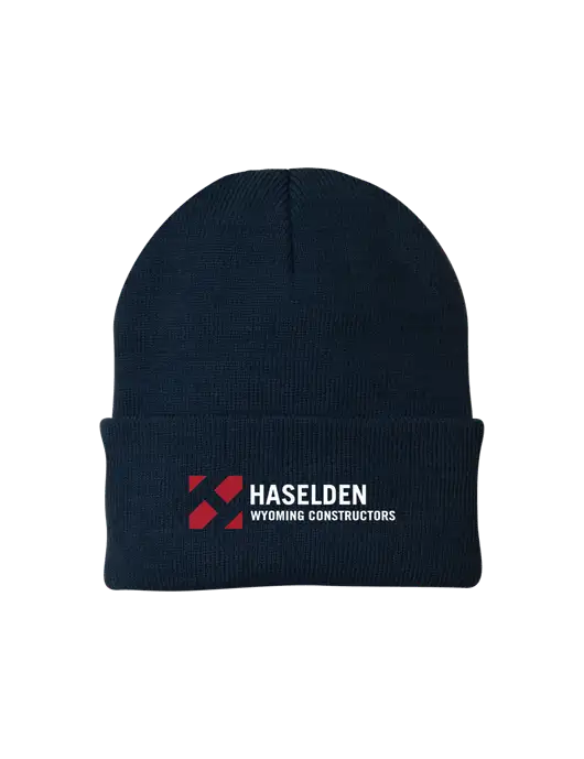 Navy Knit Cap w/Haselden Wyoming Logo