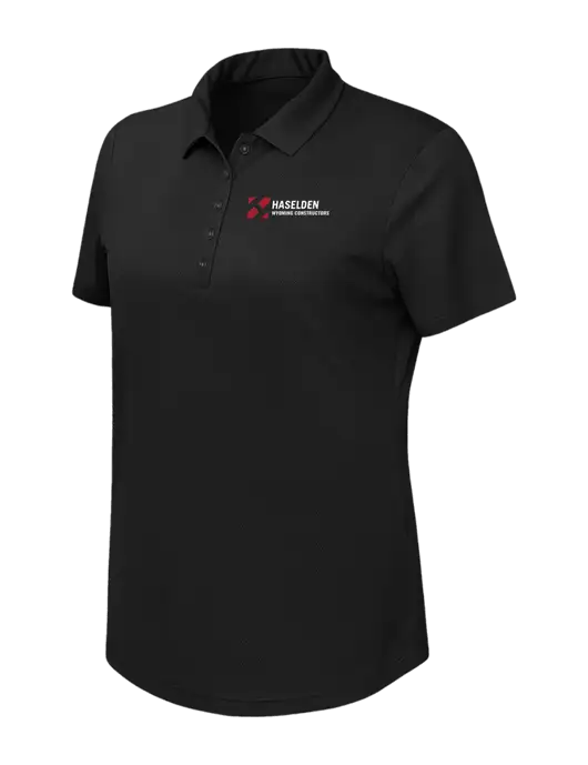 Callaway Womens Birdseye Black Polo w/Haselden Wyoming Logo