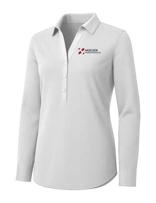 Womens White City Stretch Shirt w/Haselden Wyoming Logo