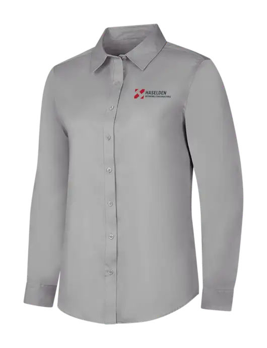 Light Grey Womens Long Sleeve Superpro React Twill Shirt w/Haselden Wyoming Logo