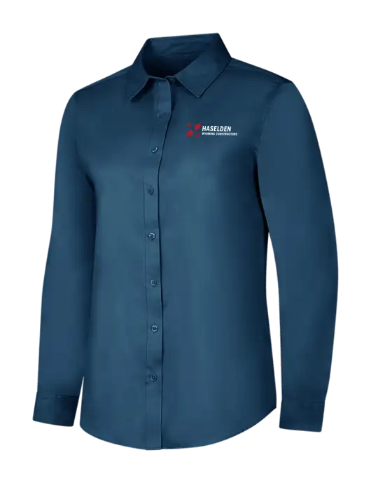 Light Navy Womens Long Sleeve Superpro React Twill Shirt w/Haselden Wyoming Logo