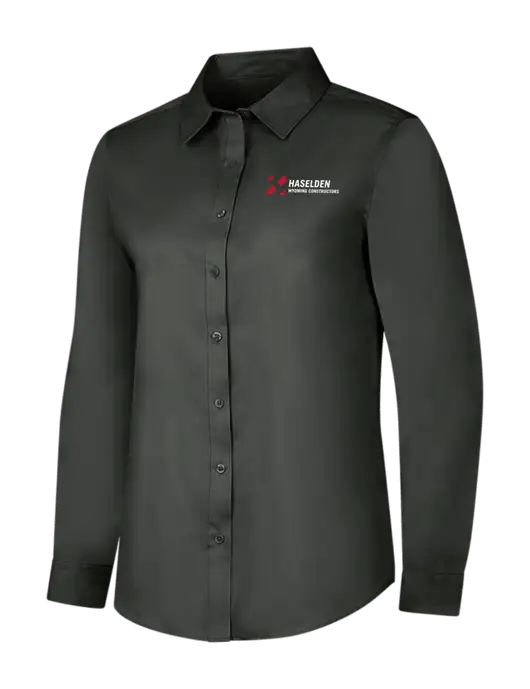 Dark Grey Womens Long Sleeve Superpro React Twill Shirt w/Haselden Wyoming Logo