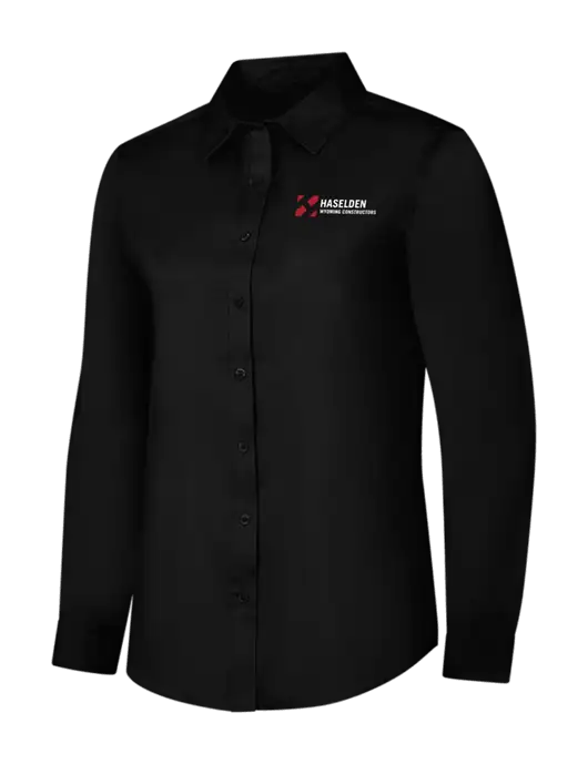 Womens Black Long Sleeve Superpro React Twill Shirt w/Haselden Wyoming Logo