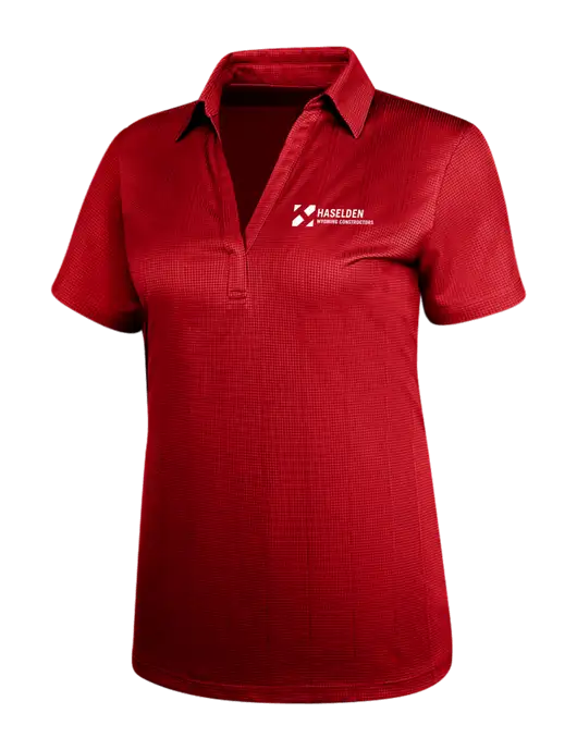 Red Womens Performance Fine Jacquard Polo w/Haselden Wyoming Logo