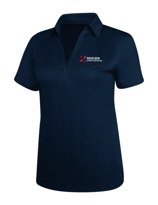 Navy Womens Performance Fine Jacquard Polo w/Haselden Wyoming Logo