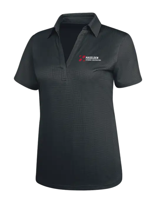 Dark Grey Womens Performance Fine Jacquard Polo w/Haselden Wyoming Logo