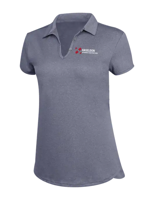 True Navy Womens Trace Heather Polo w/Haselden Wyoming Logo