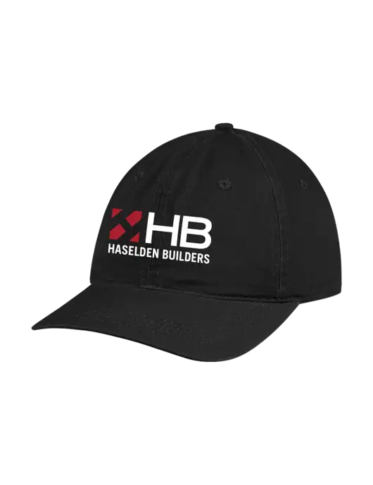 Garment Washed Unstructured Twill Black Cap w/Haselden Builders Logo