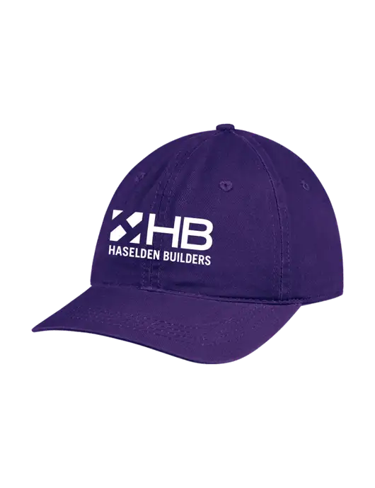 Garment Washed Unstructured Twill Purple Cap w/Haselden Builders Logo