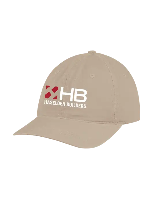 Garment Washed Unstructured Twill Tan Cap w/Haselden Builders Logo