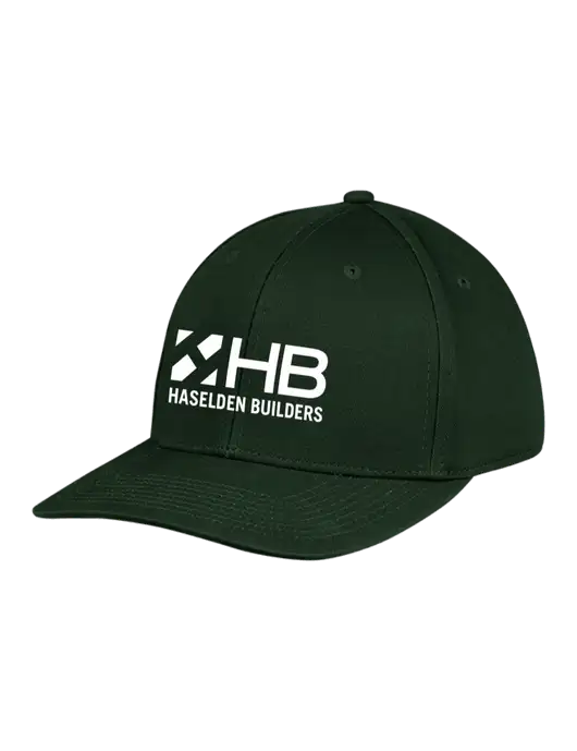 Premium Modern Structured Twill Dark Green Snapback Cap w/Haselden Builders Logo
