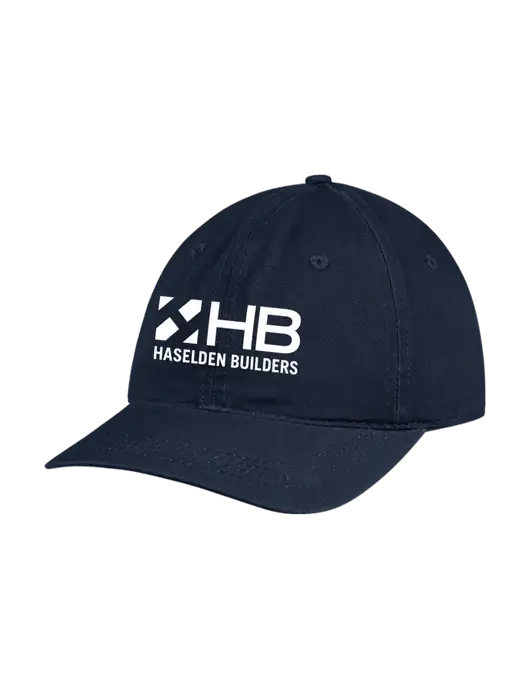 Garment Washed Unstructured Twill Navy Cap w/Haselden Builders Logo