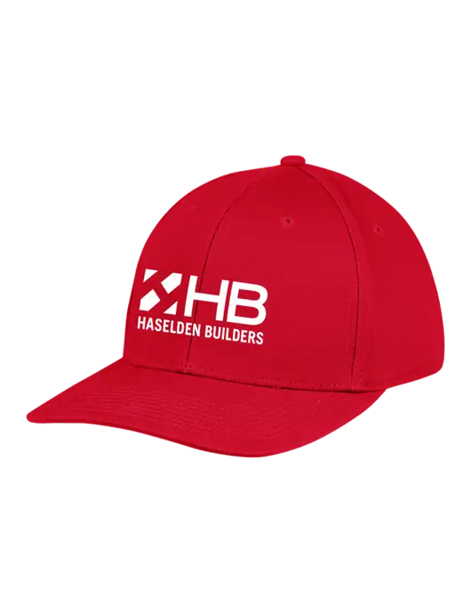 Premium Modern Structured Twill Red Snapback Cap w/Haselden Builders Logo