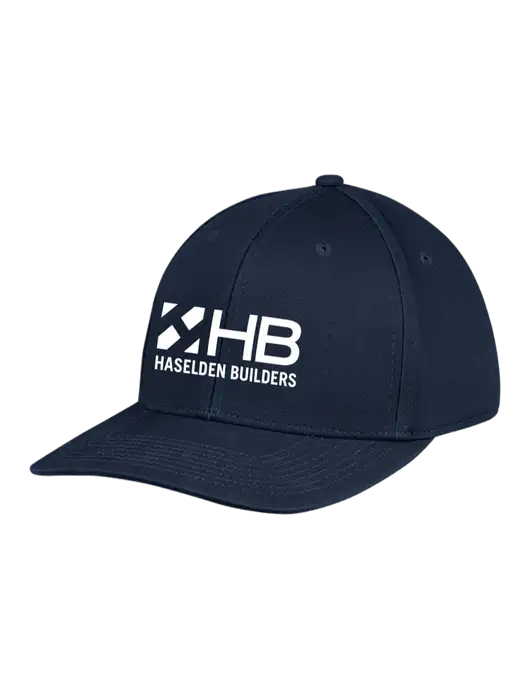 Premium Modern Structured Twill Navy Snapback Cap w/Haselden Builders Logo