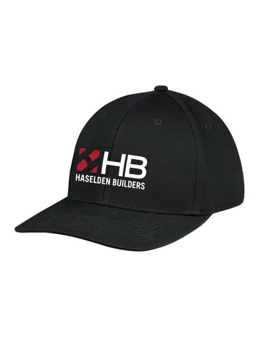 Premium Modern Structured Twill Black Snapback Cap w/Haselden Builders Logo