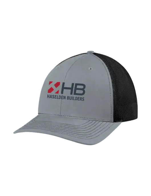 Richardson Adjustable Snapback Original 112 Trucker Cap Heather Grey w/Black Mesh w/Haselden Builders Logo