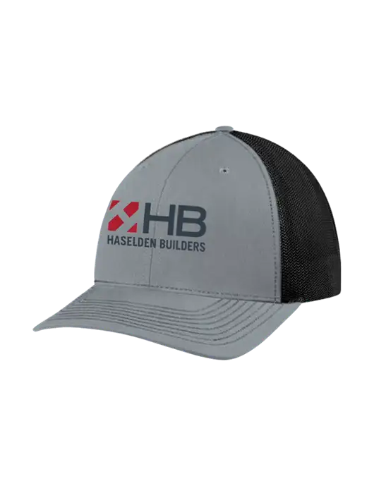Richardson Adjustable Snapback Original 112 Trucker Cap Heather Grey w/Black Mesh w/Haselden Builders Logo