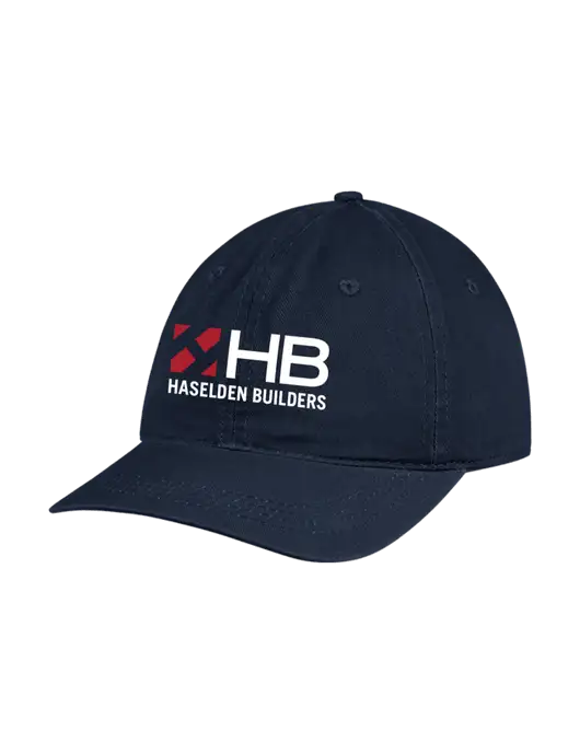 Garment Washed Unstructured Twill Navy Cap w/Haselden Builders Logo