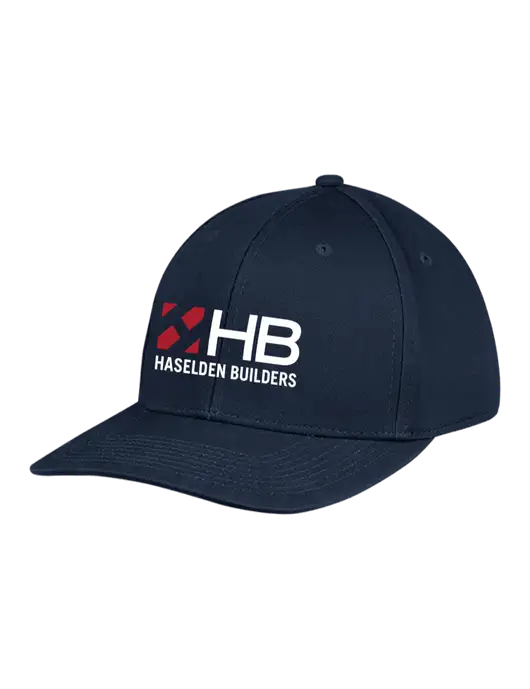 Premium Modern Structured Twill Navy Snapback Cap w/Haselden Builders Logo