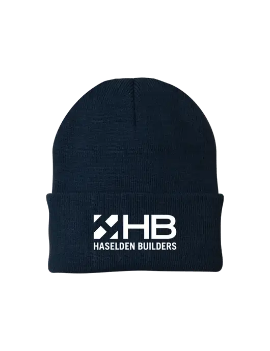 Navy Knit Cap w/Haselden Builders Logo