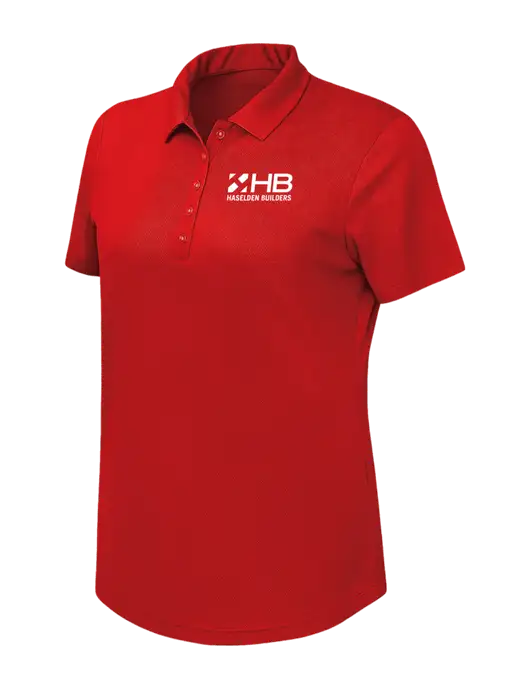 Callaway Womens Birdseye Red Polo w/Haselden Builders Logo