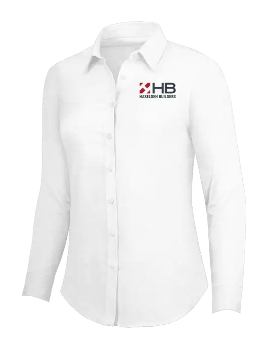 White Womens SuperPro Oxford Shirt w/Haselden Builders Logo