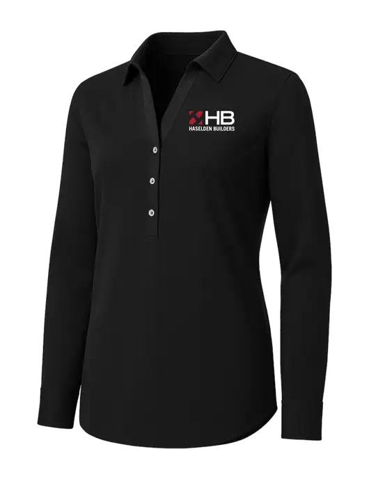 Womens Black City Stretch Shirt w/Haselden Builders Logo