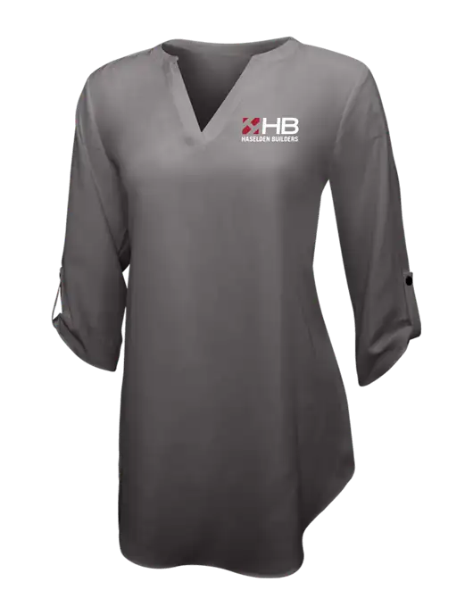 Dark Grey Womens 3/4 Sleeve Tunic Blouse w/Haselden Builders Logo