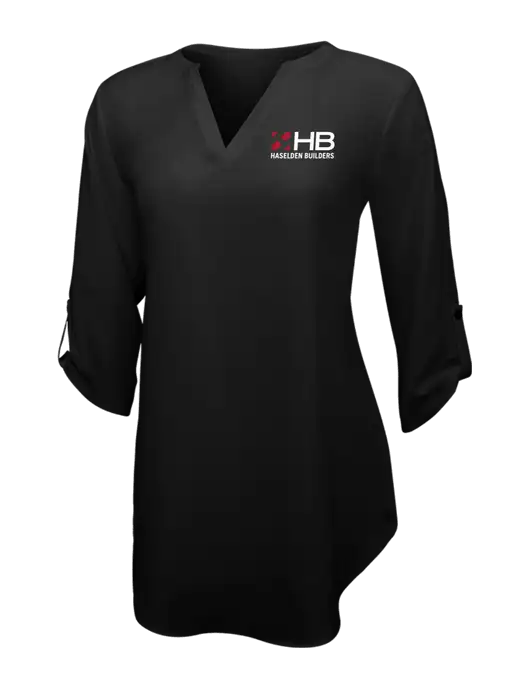 Womens Black 3/4 Sleeve Tunic Blouse w/Haselden Builders Logo