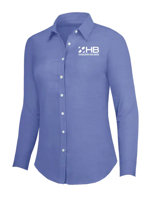 Navy Womens SuperPro Oxford Shirt w/Haselden Builders Logo