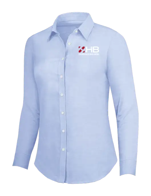 Light Blue Womens SuperPro Oxford Shirt w/Haselden Builders Logo