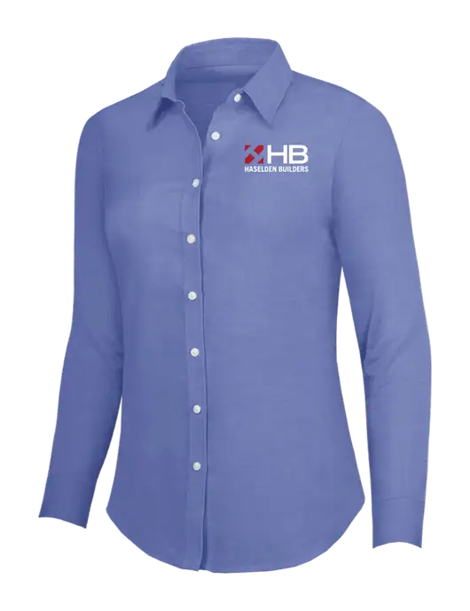 Navy Womens SuperPro Oxford Shirt w/Haselden Builders Logo