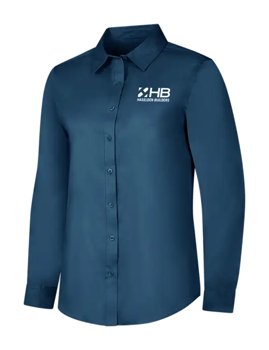 Light Navy Womens Long Sleeve Superpro React Twill Shirt w/Haselden Builders Logo