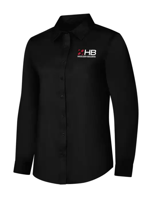Womens Black Long Sleeve Superpro React Twill Shirt w/Haselden Builders Logo