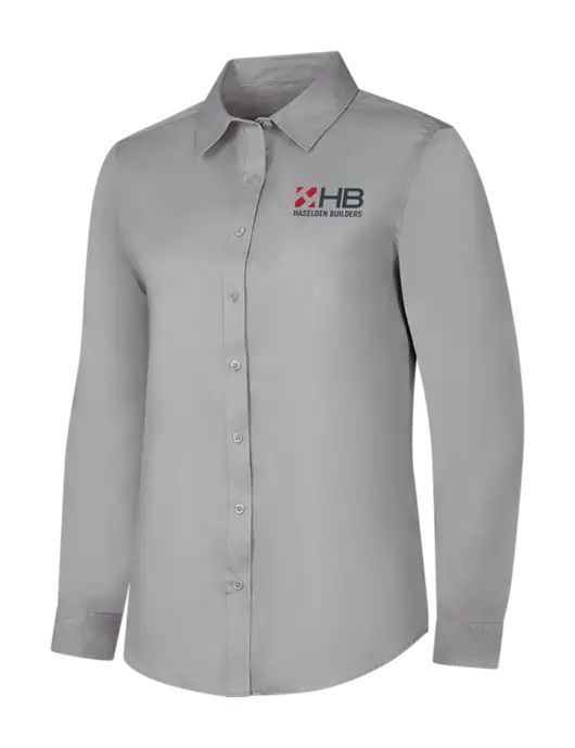 Light Grey Womens Long Sleeve Superpro React Twill Shirt w/Haselden Builders Logo