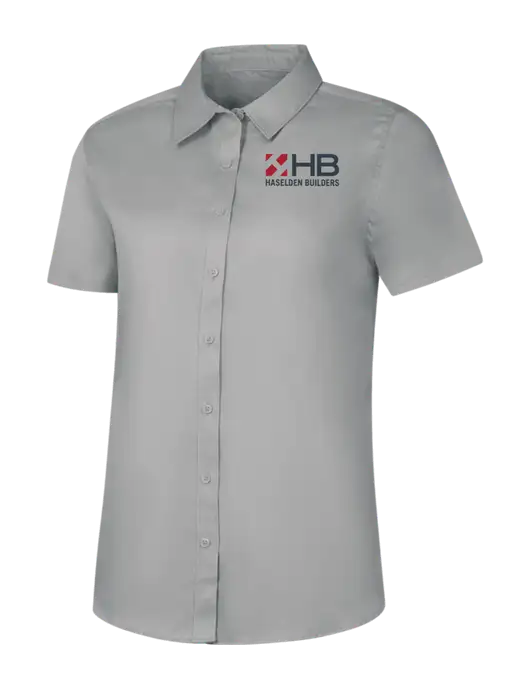 Womens Light Grey Short Sleeve Superpro React Twill Shirt w/Haselden Builders Logo