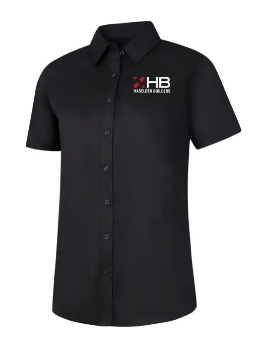 Womens Black Short Sleeve Superpro React Twill Shirt w/Haselden Builders Logo