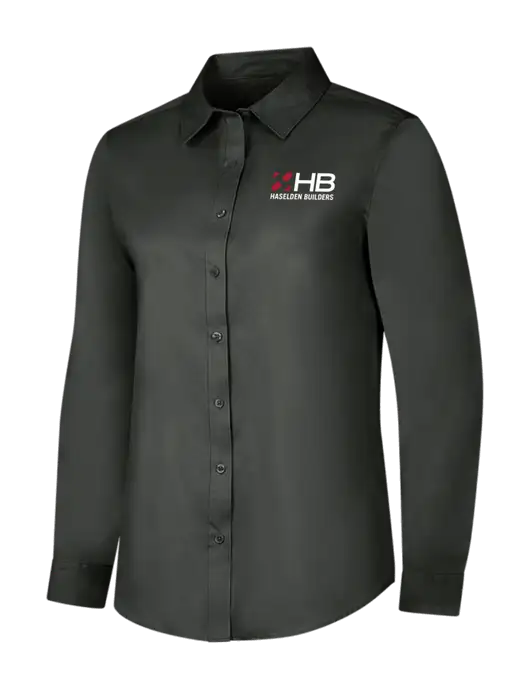 Dark Grey Womens Long Sleeve Superpro React Twill Shirt w/Haselden Builders Logo