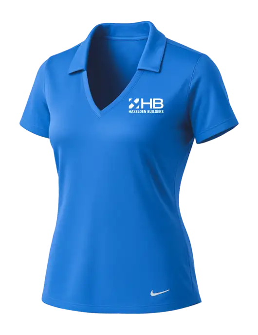 NIKE Carolina Blue Womens Dri-Fit Vertical Mesh Polo w/Haselden Builders Logo