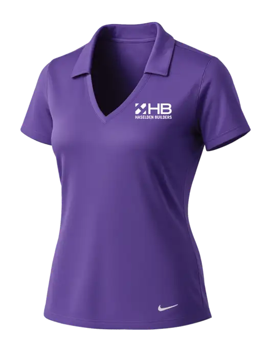 NIKE Purple Womens Dri-Fit Vertical Mesh Polo w/Haselden Builders Logo