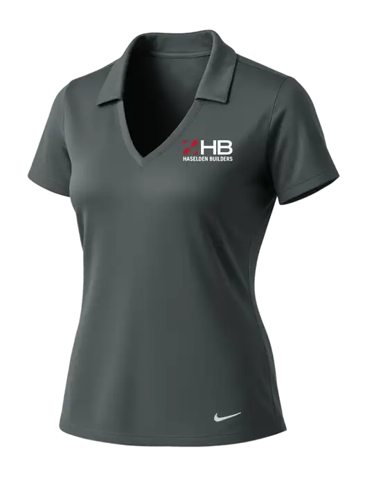 NIKE Dark Grey Womens Dri-Fit Vertical Mesh Polo w/Haselden Builders Logo