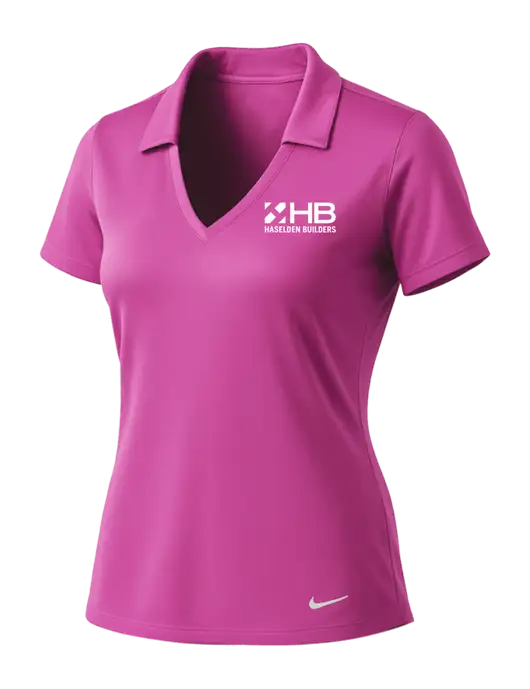 NIKE Pink Fire Womens Dri-Fit Vertical Mesh Polo w/Haselden Builders Logo