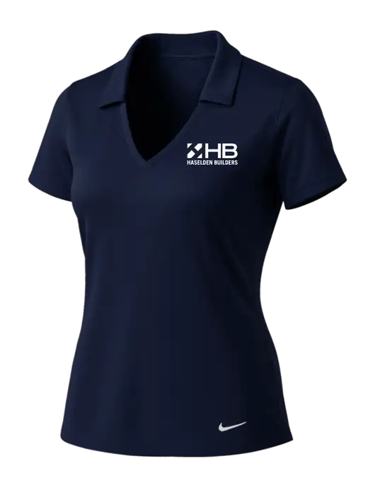 NIKE Dark Navy Womens Dri-Fit Vertical Mesh Polo w/Haselden Builders Logo