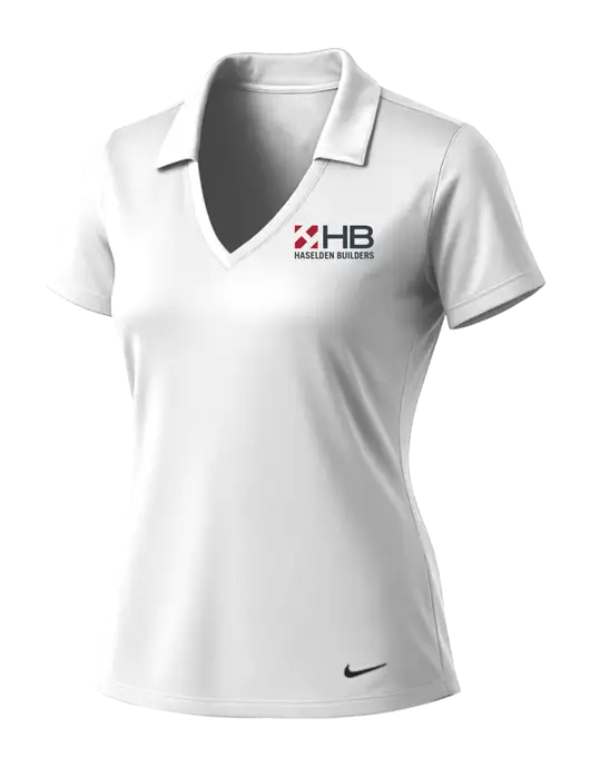 NIKE White Womens Dri-Fit Vertical Mesh Polo w/Haselden Builders Logo
