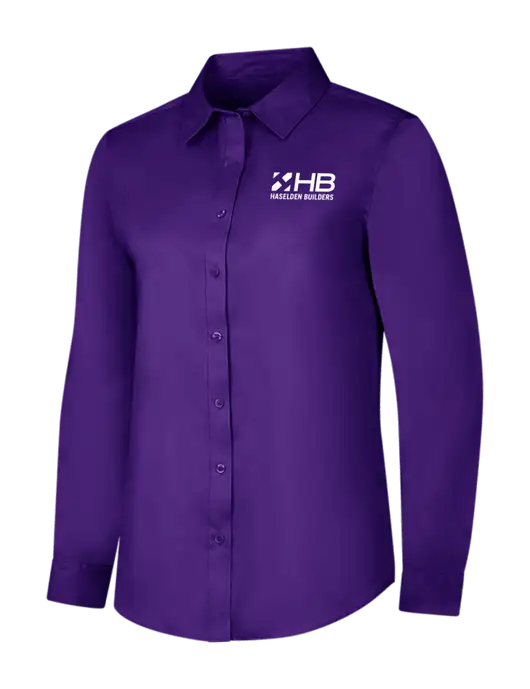 Purple Womens Long Sleeve Superpro React Twill Shirt w/Haselden Builders Logo