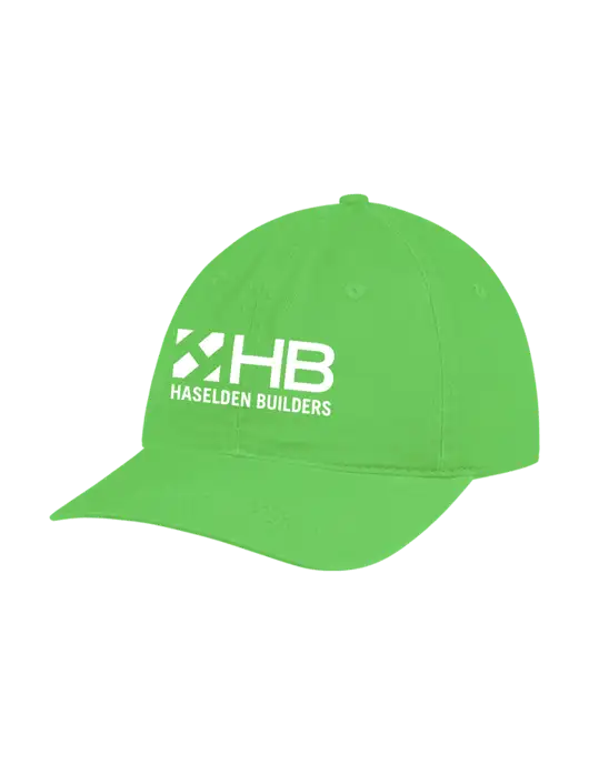 Garment Washed Unstructured Twill Light Green Cap w/Haselden Builders Logo